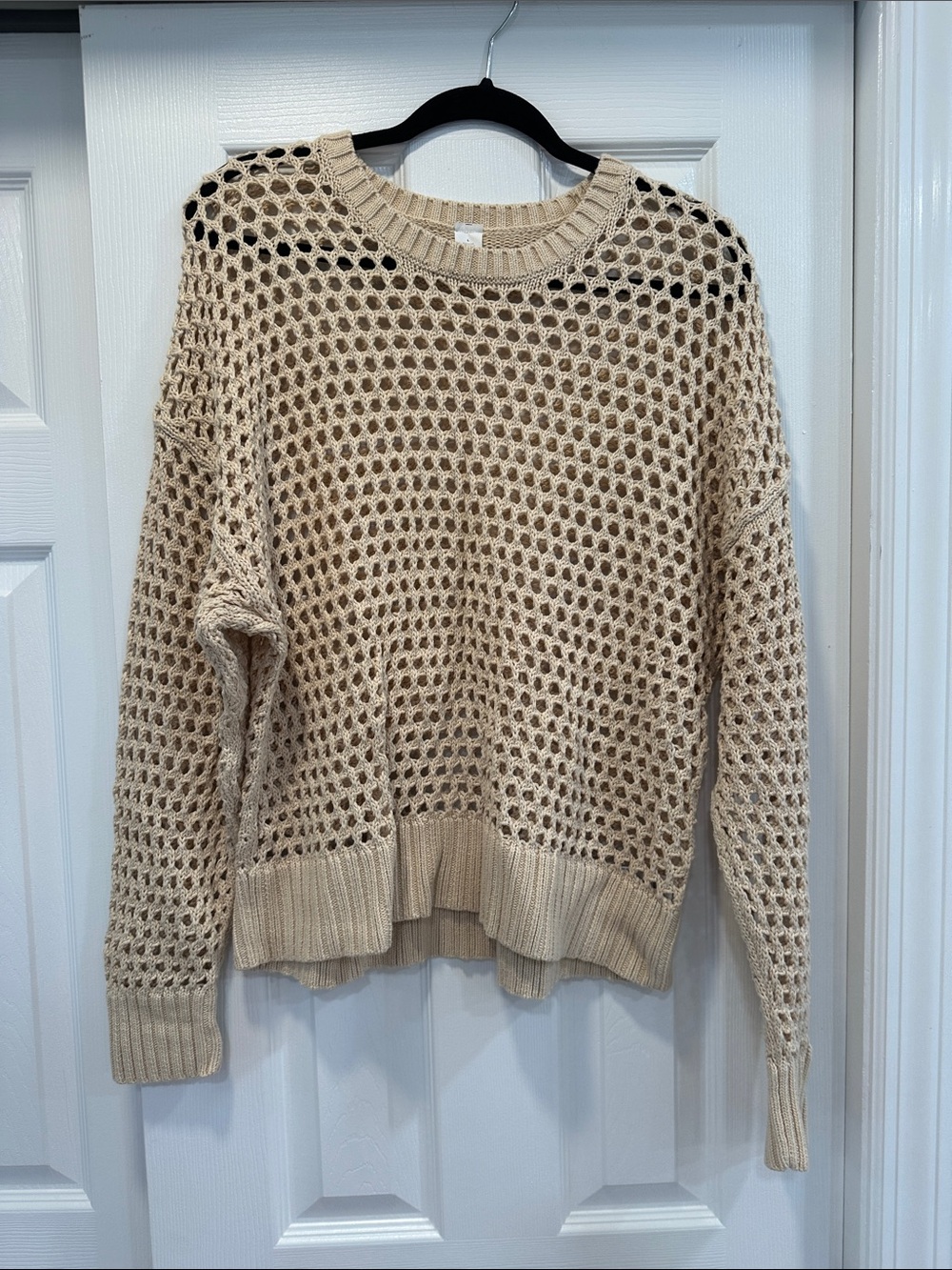 Old Navy Cream Open-Weave Crewneck Sweater